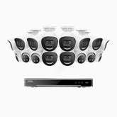 H800X - 4K 16 Channel PoE Security System with 10 Bullet & 6 Turret Cameras, 1/1.8'' BSI Sensor, f/1.6 Aperture (0.003 Lux), Siren & Strobe Alarm, Two-Way Audio, Human & Vehicle Detection, Perimeter Protection, Works with Alexa